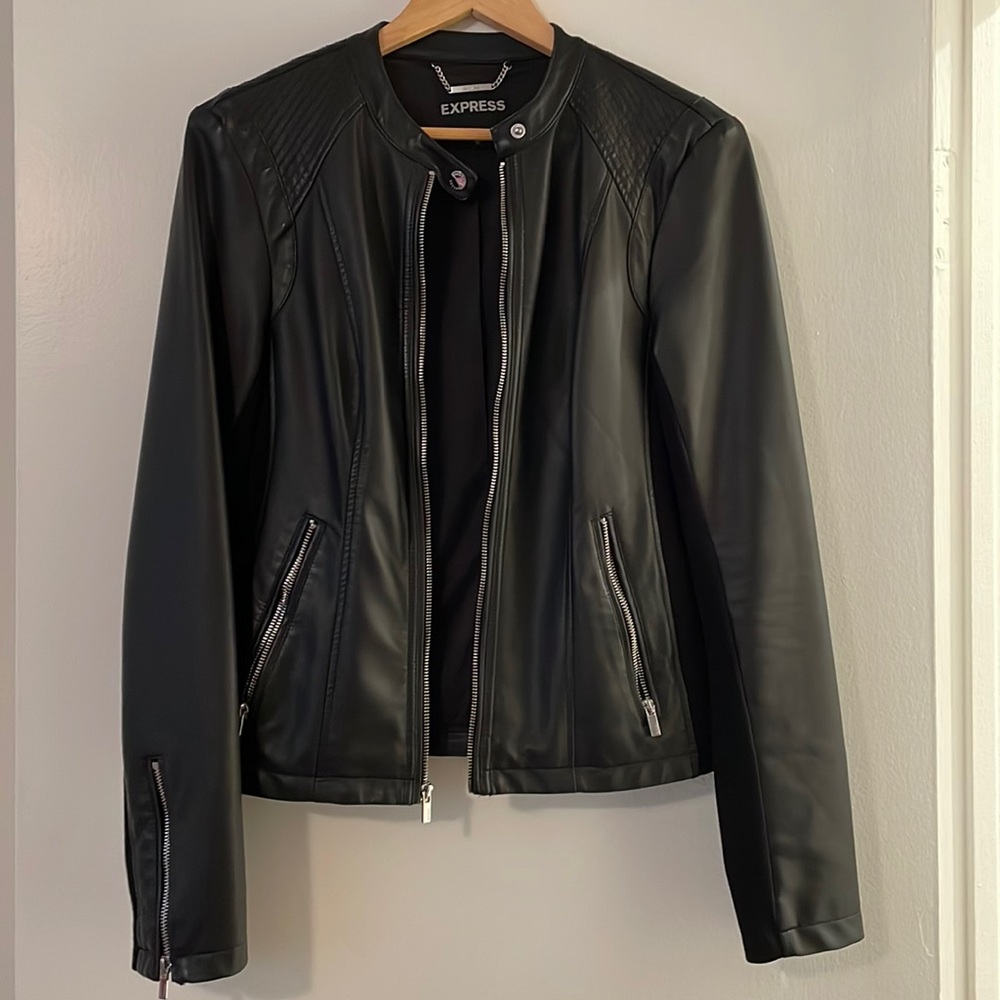 Express black faux leather jacket